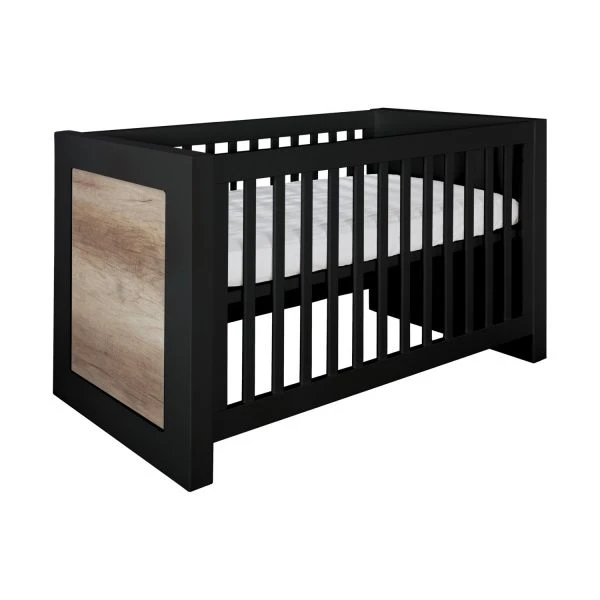 Kidsmill Long Island Babybed Zwart / Oldwood 60 X 120 Cm