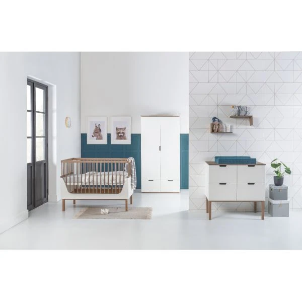 Kidsmill Sepp Babykamer Wit / Beuken | Commode + Kast 2-Deurs - Image 4