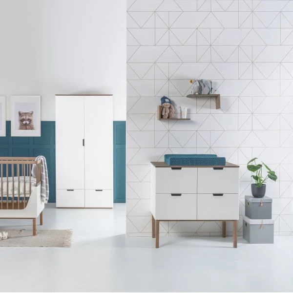 Kidsmill Sepp Babykamer Wit / Beuken | Commode + Kast 2-Deurs - Image 2