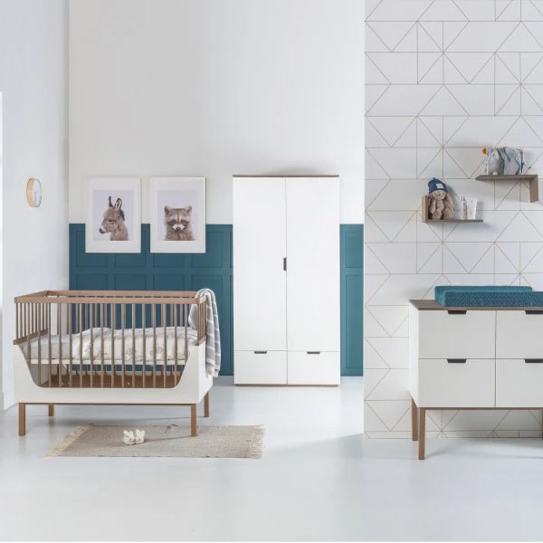 Kidsmill Sepp Babykamer Wit / Beuken | Commode + Kast 2-Deurs