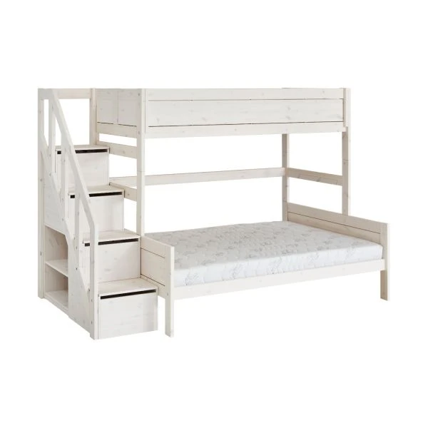 LIFETIME Kidsrooms Stapelbed Family Met Trapkast Whitewash 140 X 200 Cm
